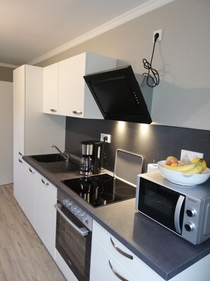 Kühlschrank, Mikrowelle, Herdplatte, Geschirrspüler