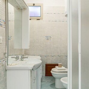 Dusche, Haartrockner, Bidet, Handtücher