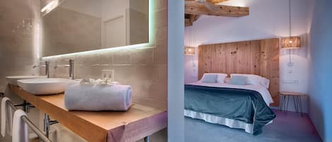 Regadera, secadora de cabello, toallas