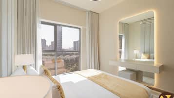 Luxury Apartment, Balcony, Pool View | Iron/ironing board, cribs/infant beds, free WiFi, bed sheets