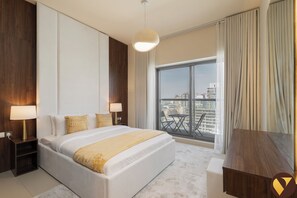 Luxury Apartment, Balcony, Pool View | In-room safe, iron/ironing board, cribs/infant beds, free WiFi - Jeewar JVC near Circle Mall Pool Gym (Dubai)