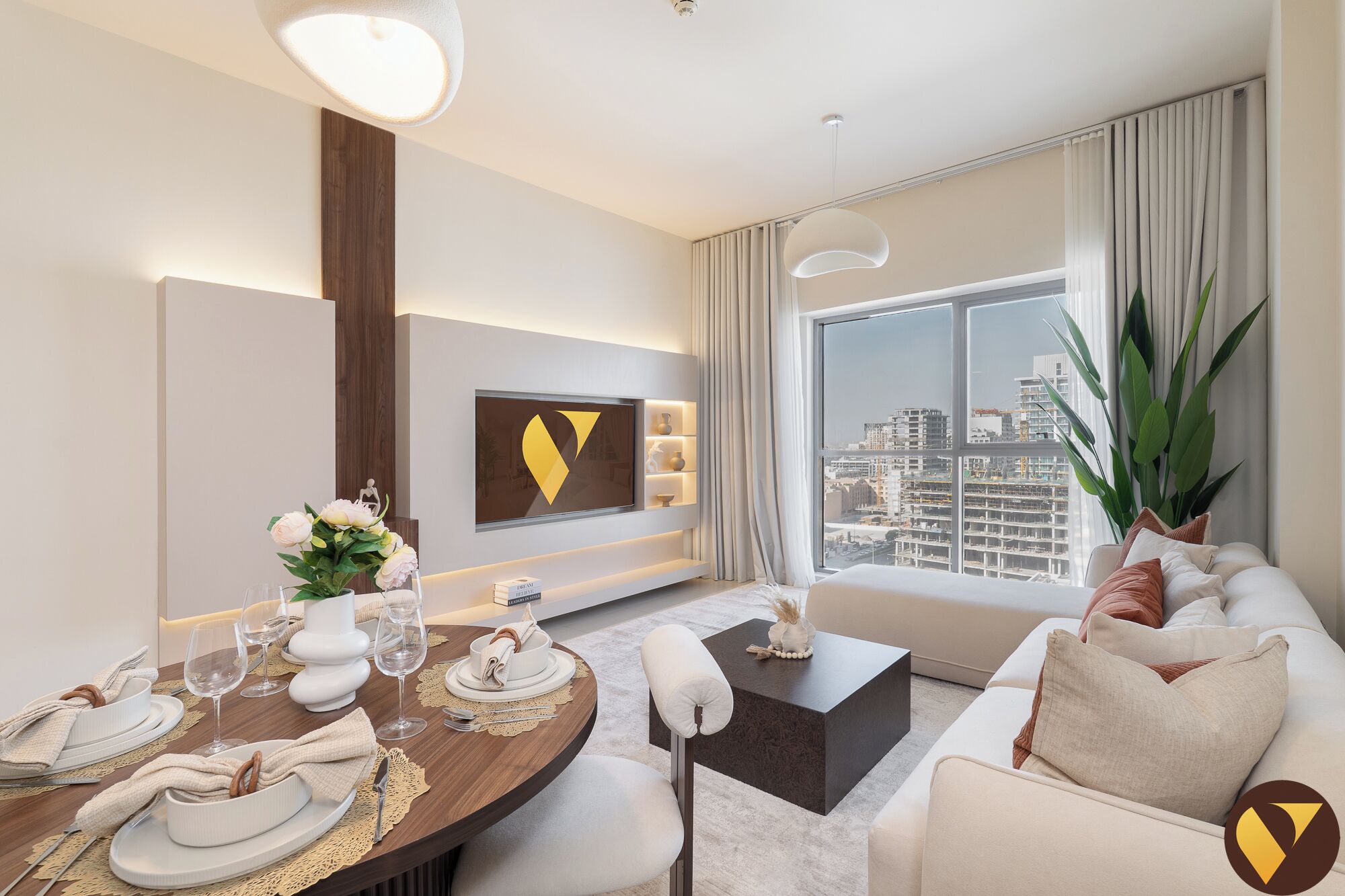 Luxury Apartment, Balcony, Pool View | Living area