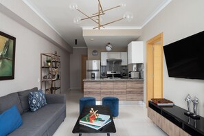 Apartamento de lujo, vistas a la ciudad | Zona de estar