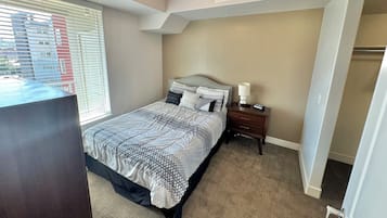 Leilighet – deluxe, kjæledyr tillatt, byutsikt | Blendingsgardiner, strykejern/-brett og wi-fi (inkludert)