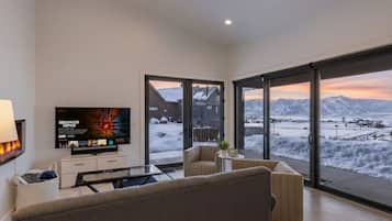 Televisión y chimenea