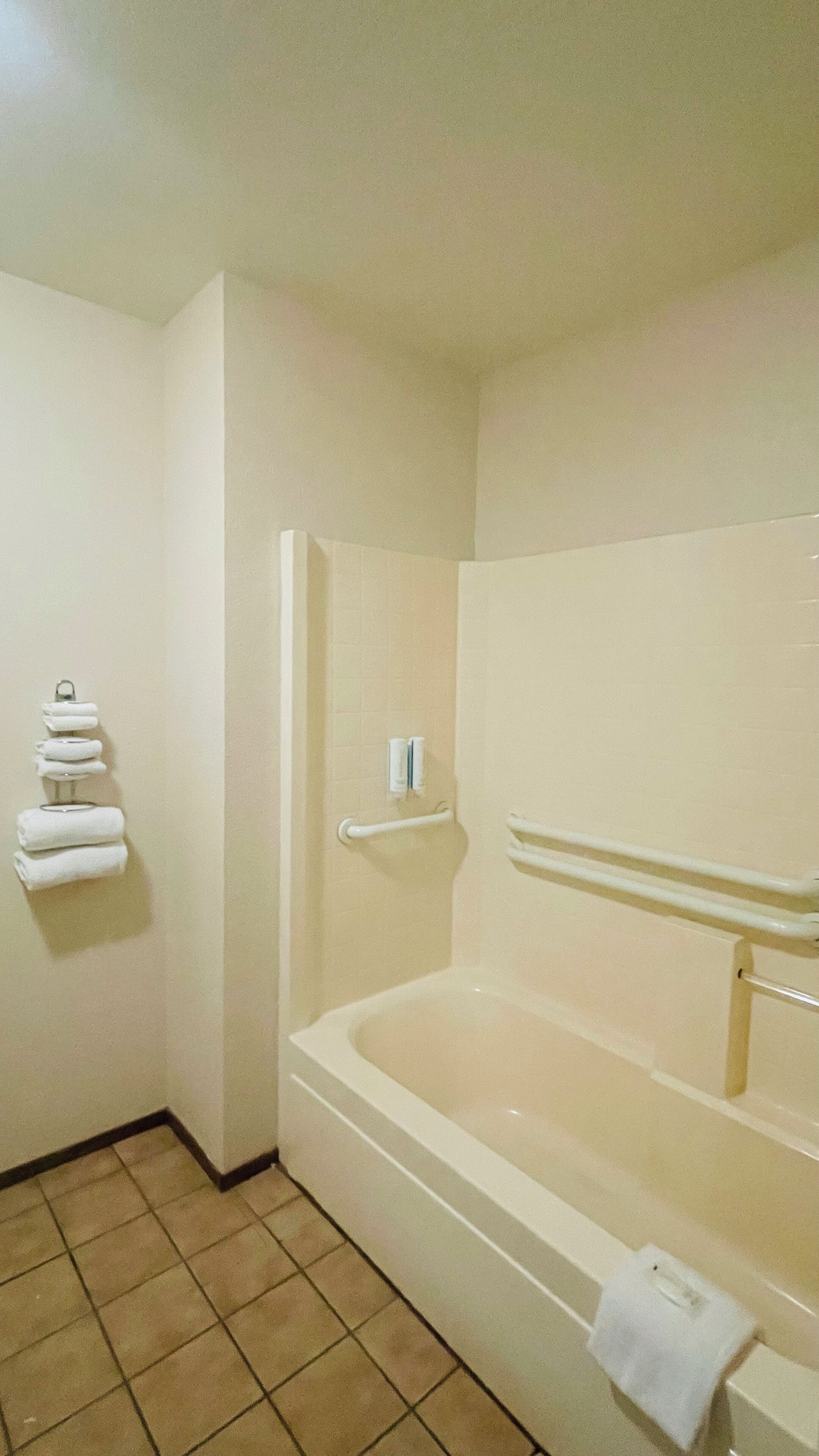 Kamar Single, pegangan shower, AC | Kamar mandi | Kombinasi shower/bathtub, pengering rambut, handuk, dan sabun