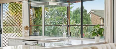 Fridge, microwave, oven, dishwasher