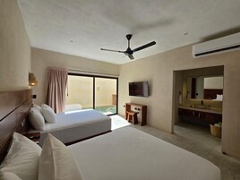Deluxe Double Room, 2 Queen Beds, Private Pool, Pool View | In-room safe, laptop workspace, free WiFi