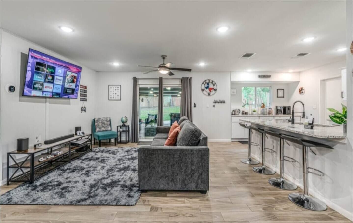 Smart TV, video games, DVD player, offices