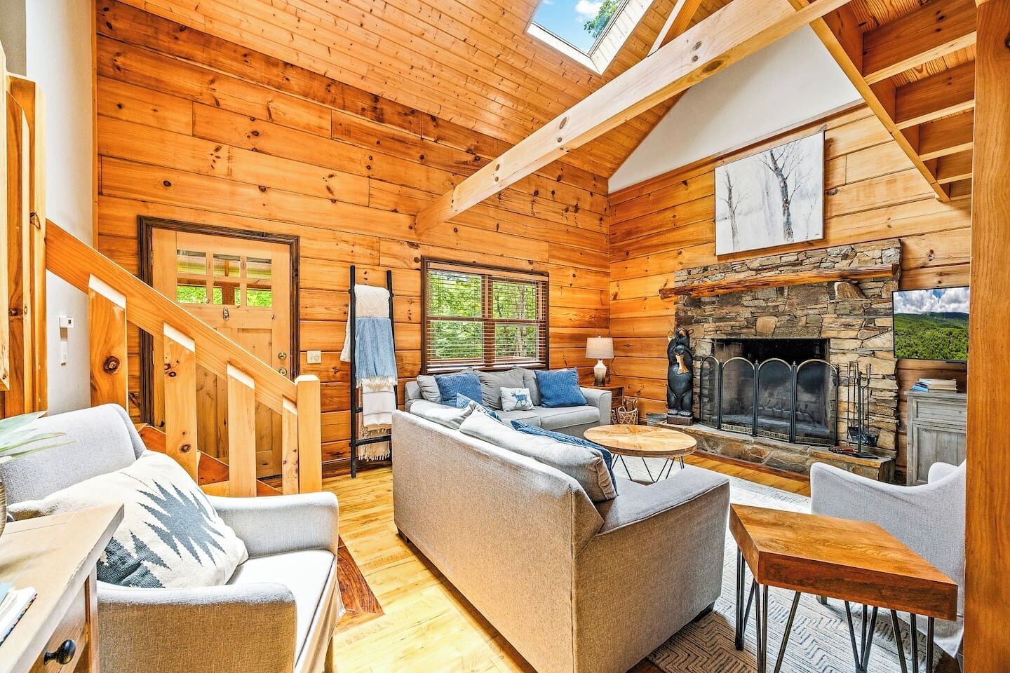 Fernseher, Kamin, Bücher