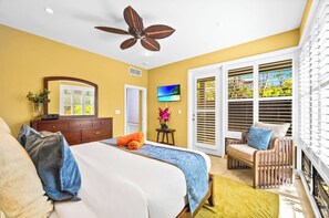 Your spacious King suite features plantation shutters and calming garden views. KBV-35G2 - Kapalua Bay | Ocean View 2 BR, Sleeps 8 | Car Incl. w/ 6+ Nights | KBV ML-3488 by KBM (Lahaina)