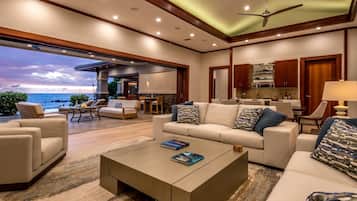 TV, DVD player, books, offices