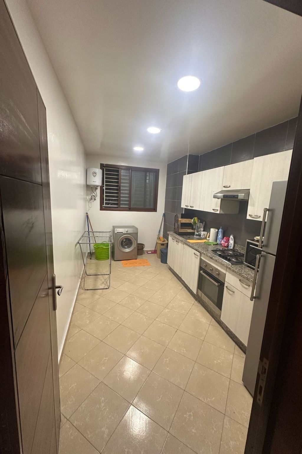 Fridge, oven, cookware/dishes/utensils