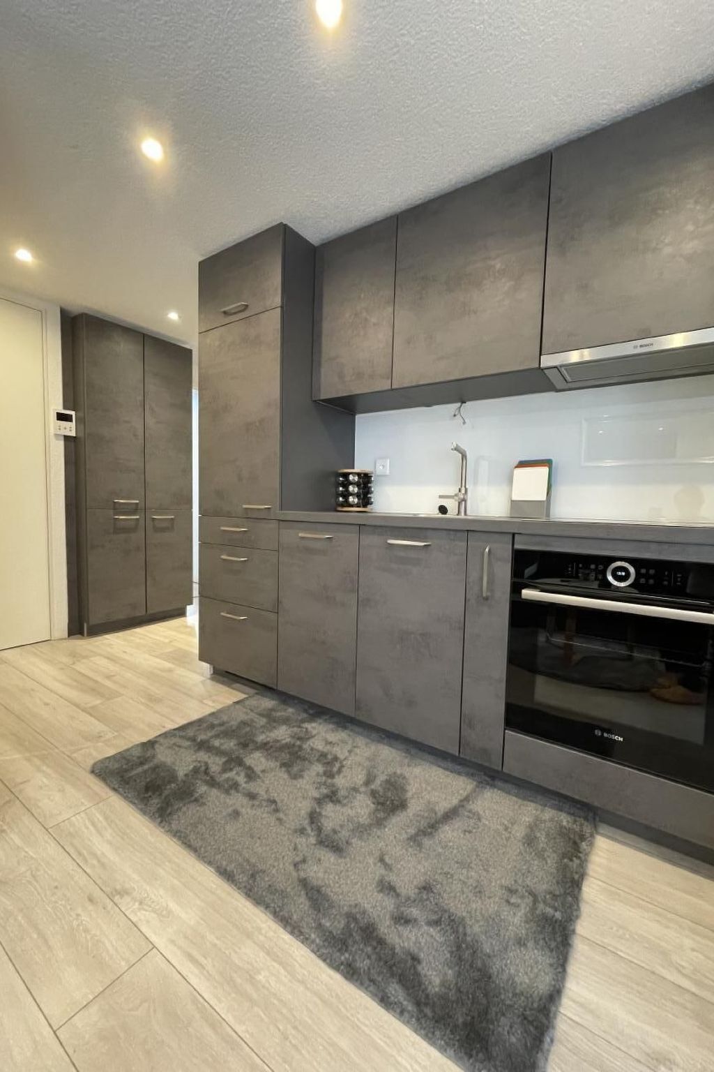 Fridge, oven, dishwasher, cookware/dishes/utensils