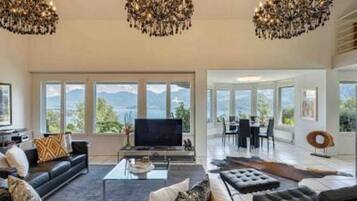 Télévision, cheminée, lecteur de DVD