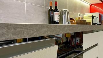 Fridge, microwave, oven, dishwasher