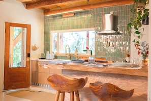 Fridge, oven, stovetop, coffee/tea maker