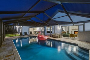 Indoor pool, a heated pool - Spacious NEW Renovated home On GOLF Course, Heated Pool, Pickleball, Game Room (Tampa)