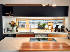 Fridge, microwave, oven, dishwasher