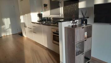 Fridge, microwave, oven, dishwasher