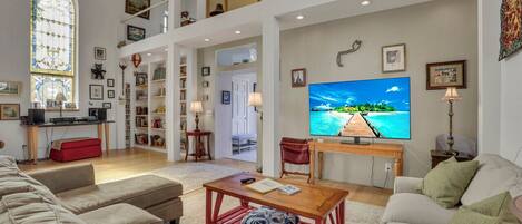 Smart TV, video games, foosball, books