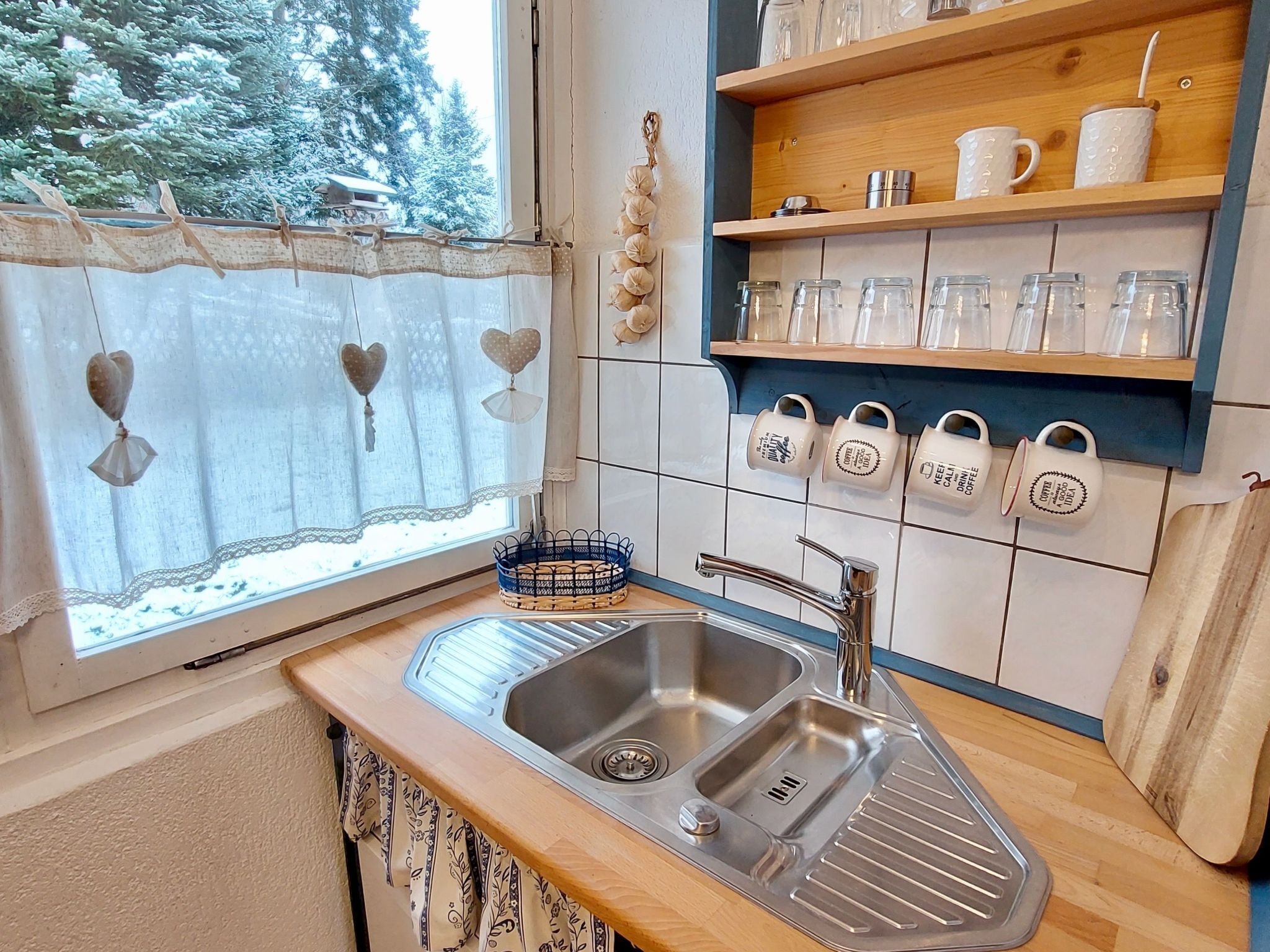 Fridge, oven, dishwasher, cookware/dishes/utensils