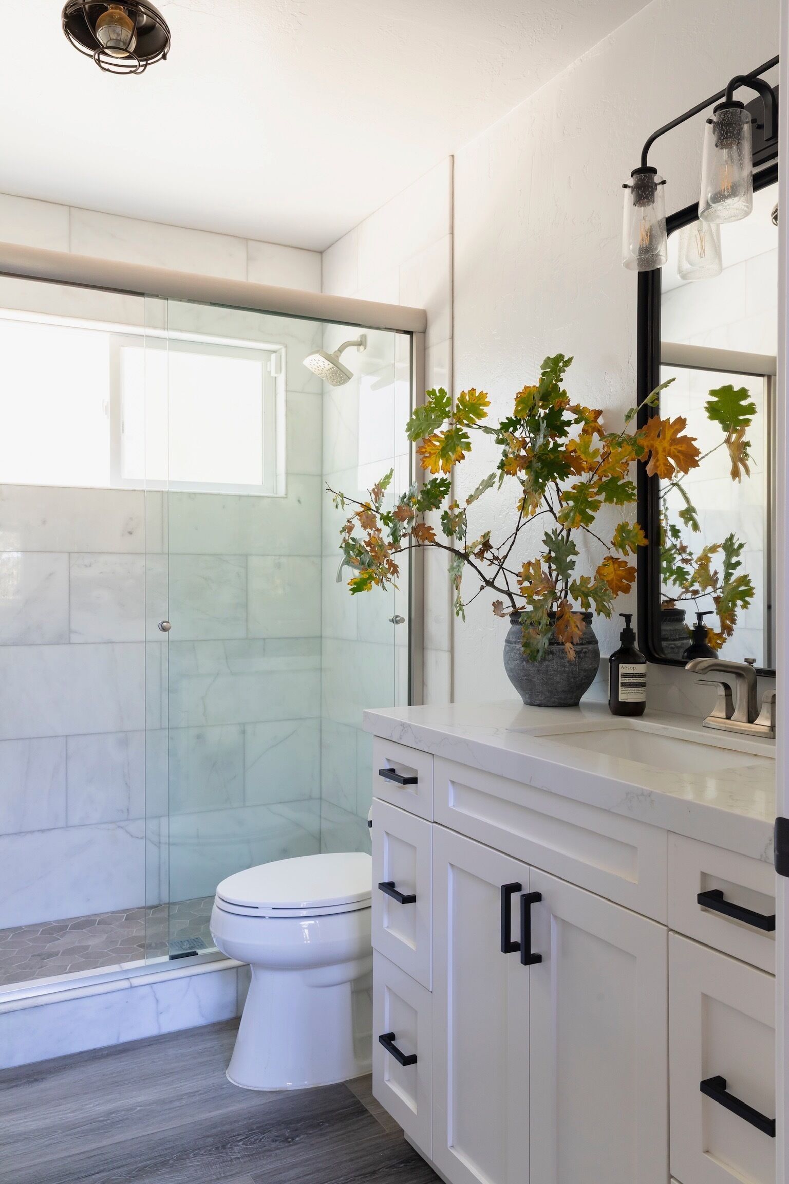 Shower, towels, soap, shampoo