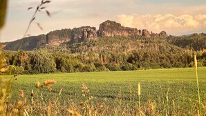 A field with a distant rocky mountain range. - Apartment Wuff by Interhome (Altendorf)