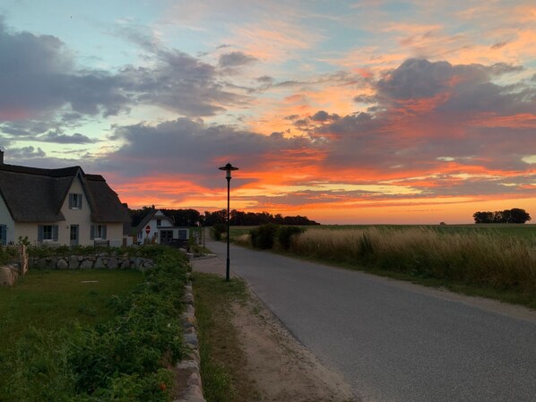 A rural road with houses on one side and a field on the other. - in Hoben mit Grill und Terrasse by Interhome (Alt Jassewitz)