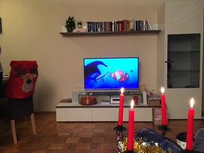 Fernseher, Kamin, DVD-Player