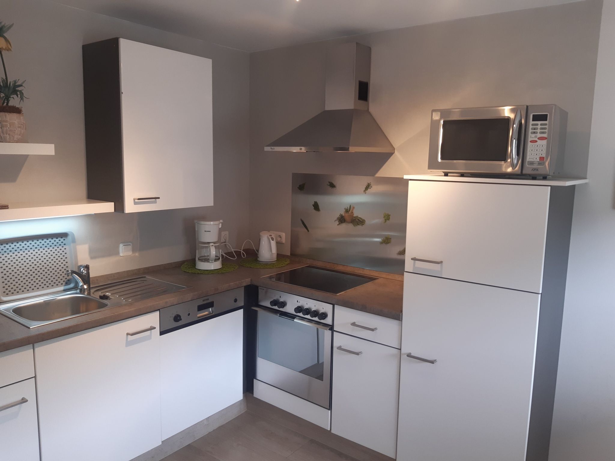 Fridge, microwave, oven, dishwasher