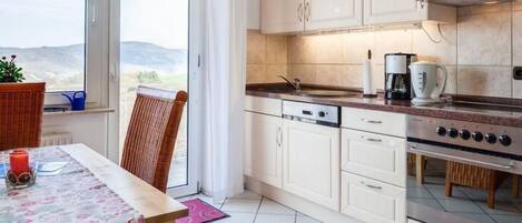 Fridge, microwave, oven, dishwasher