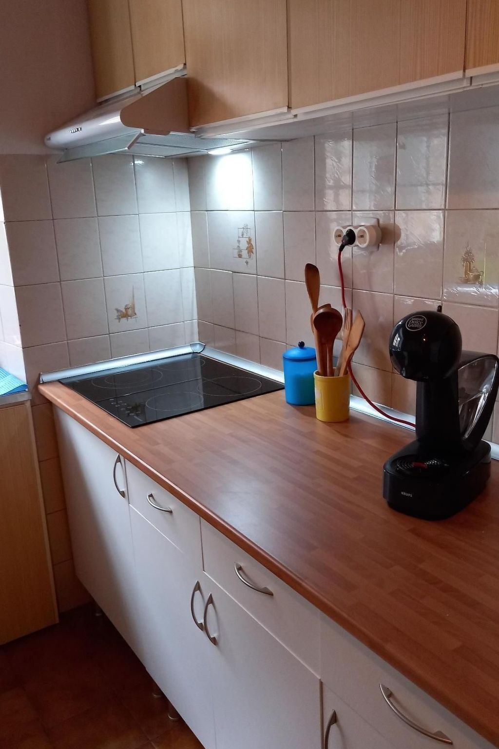 Fridge, microwave, oven, cookware/dishes/utensils