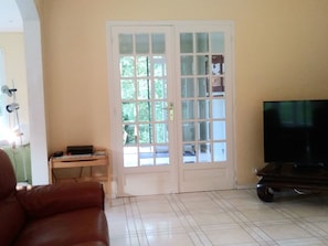 Televisión y chimenea 