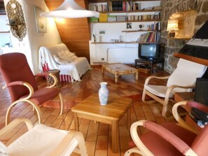 TV, lareira, DVD player