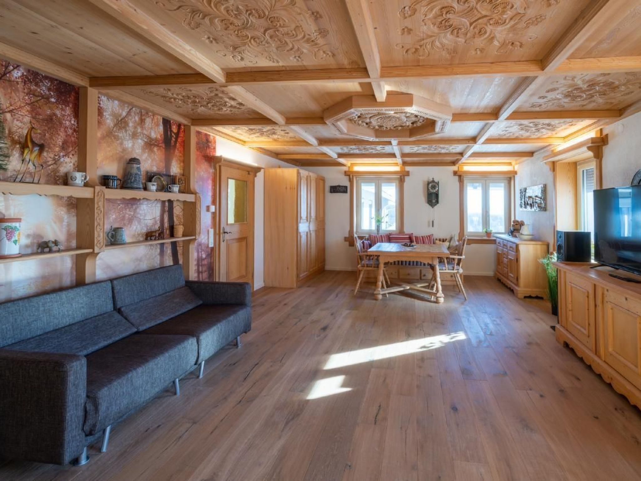 Fernseher, Kamin, DVD-Player