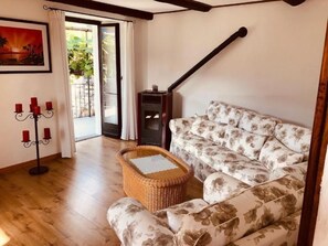 Televisión, chimenea, reproductor de DVD