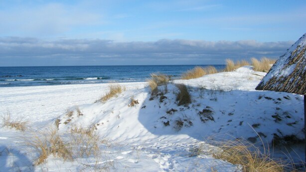 A snowy beach with a clear view of the ocean and distant clouds. - Apartment 45 qm by Interhome (Ahrenshoop)