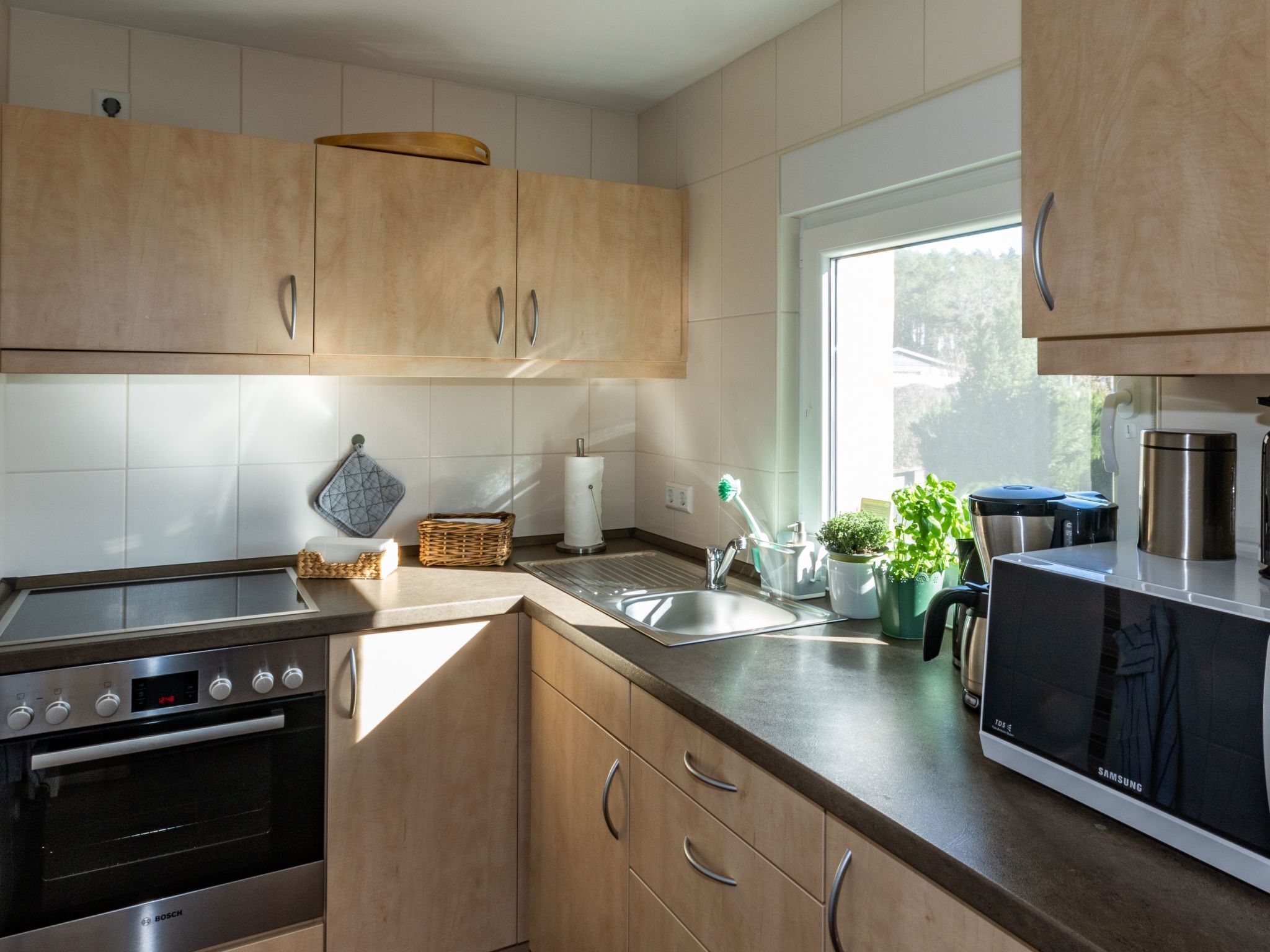 Fridge, oven, cookware/dishes/utensils