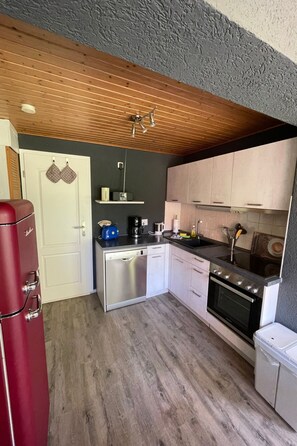 Fridge, microwave, oven, dishwasher