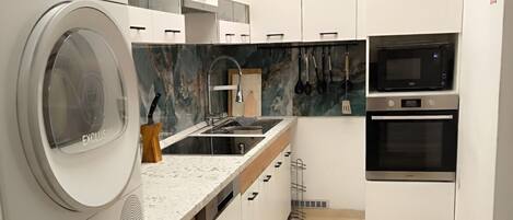 Fridge, microwave, oven, dishwasher