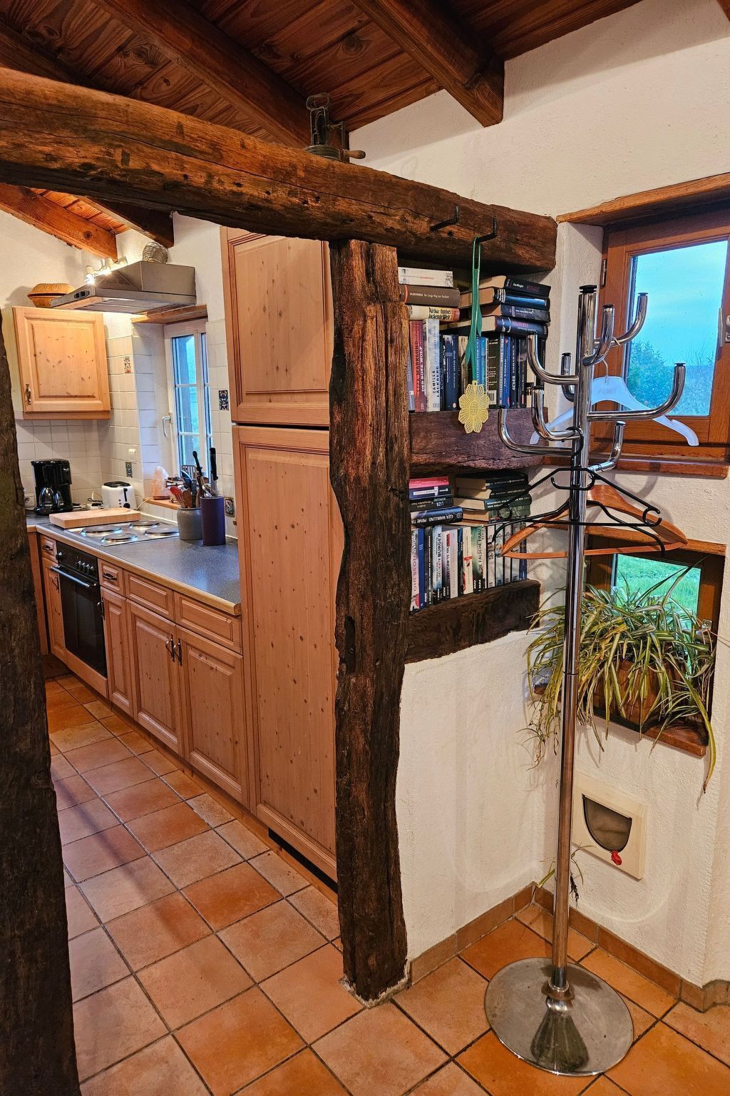 Fridge, microwave, oven, cookware/dishes/utensils