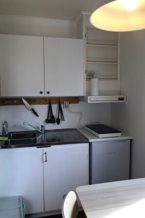 Kühlschrank, Mikrowelle, Kochgeschirr/Geschirr/Besteck