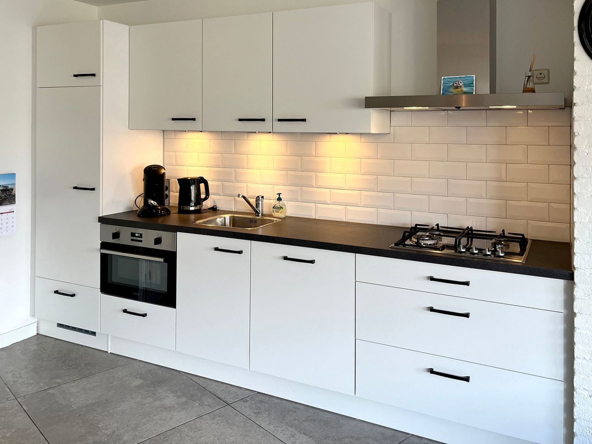 Fridge, microwave, oven, dishwasher