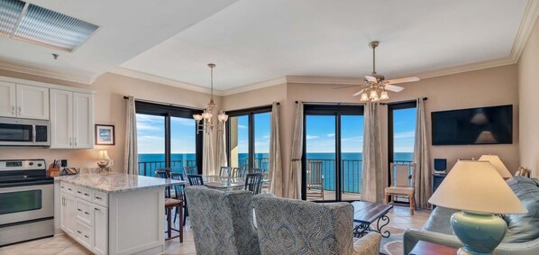 Signature Condo, 3 Bedrooms, Hot Tub, Beach View | Living room | 50-inch Smart TV with cable channels - Phoenix III 159 (Orange Beach)