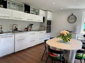Fridge, microwave, oven, dishwasher