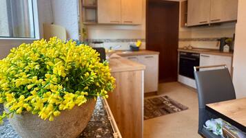 Fridge, microwave, oven, dishwasher