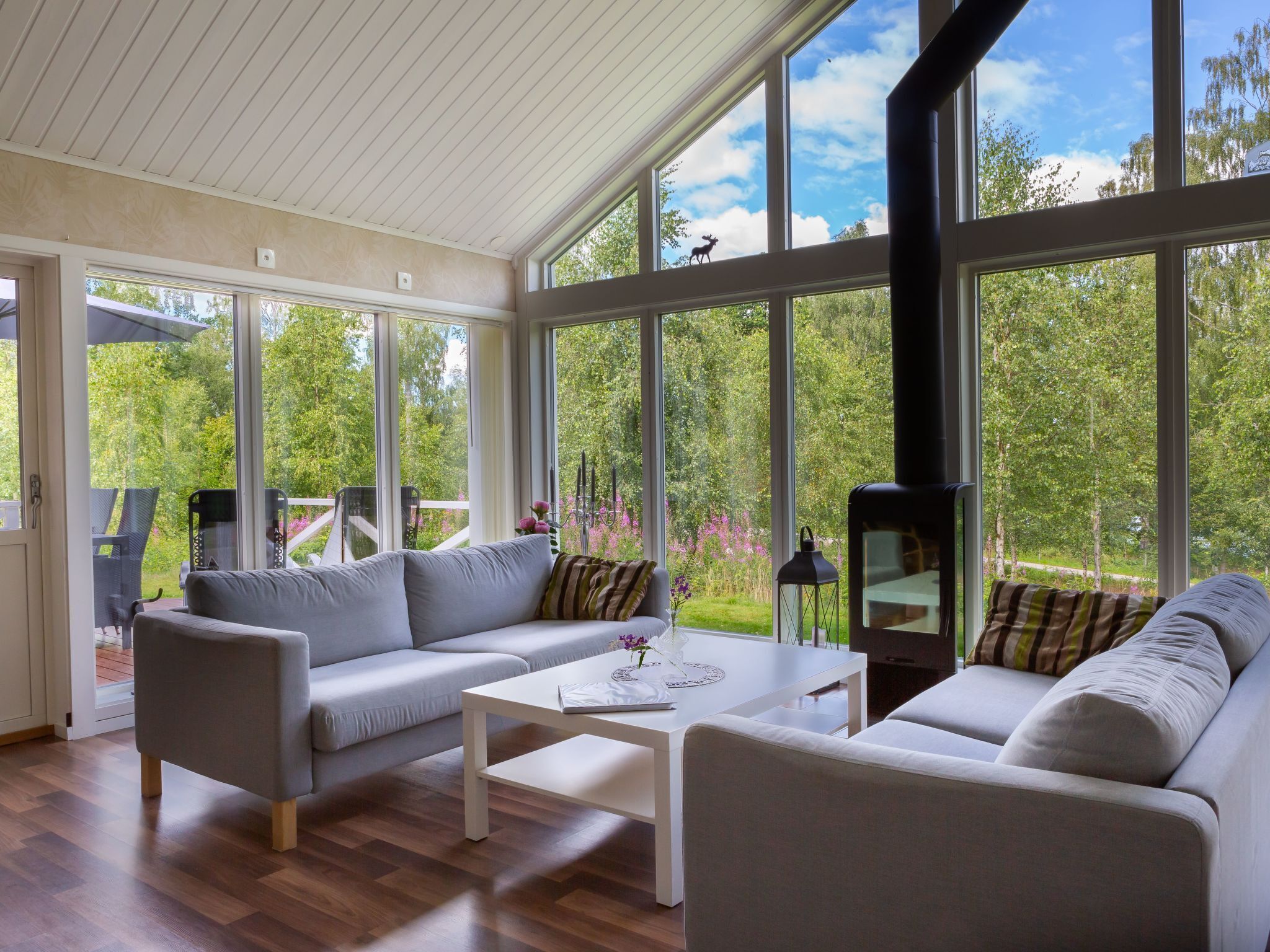 Een televisie, een open haard en een dvd-speler