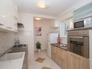 Fridge, microwave, oven, dishwasher