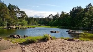 A sandy beach with a calm river and dense forest in the background. - Karlsson by Interhome (Fågelfors)